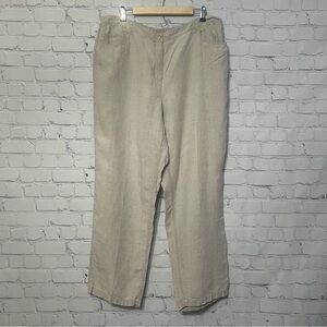 Eileen Fisher Organic Linen Pull On Pant Tan Wide Leg Lagenlook Size 2X